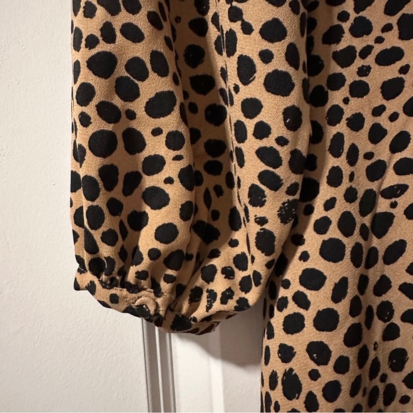 Gibson Latimer Beige Leopard Print Neck Tie Dress Women’s Size 6 EUC Classic - Picture 14 of 16